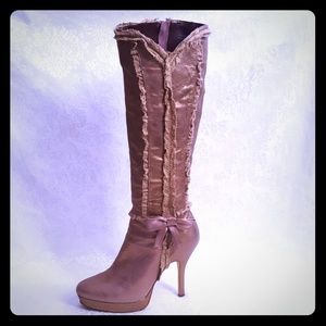 ⚃Dereon Rose Gold Leather High Heel Boot